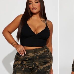 Fashion Nova Black Ribbed Crop Top